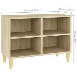 vidaXL Meuble TV avec pieds en bois massif Chêne sonoma 69,5x30x50 cm pas cher