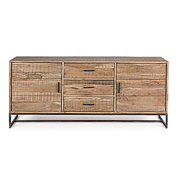 Avis Mes Buffet 2 portes 3 tiroirs 175x45x77 cm en acacia et métal - NESLY