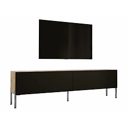 3XELIVING Meuble TV en couleur Chêne wotan / Noir mat avec pieds droits en chrome, D: l : 170 cm, H : 52 cm, P : 32 cm