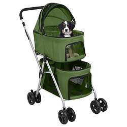 vidaXL Poussette pour chien pliante à 2 niveaux Vert 83x48x97 cm