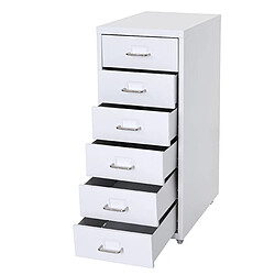 Decoshop26 Caisson à tiroirs rangement bureau sur roulettes 69x28x41cm 6 tiroirs en acier blanc 04_0004357