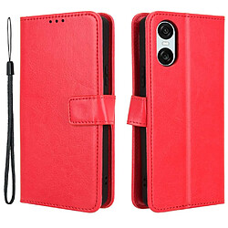 Htdmobiles Housse pour Sony Xperia 10 VI - etui coque pochette portefeuille + verre trempe - ROUGE