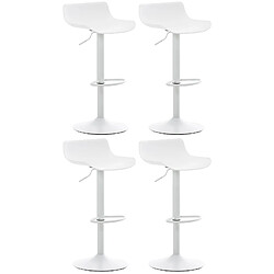 Decoshop26 Tabourets de bar x4 avec repose-pieds hauteur réglable desing moderne en plastique blanc et métal blanc 10_0004497