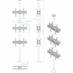 Avis Kimex Support sol-plafond pour 6 écrans TV back to back 32'' - 75'' - Vesa max 600x400