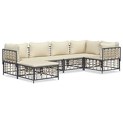 Maison Chic Salon de jardin 6 pcs + coussins - Mobilier/Meubles de jardin - Table et chaises d'extérieur anthracite résine tressée -MN32080