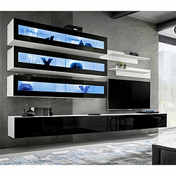 Paris Prix Meuble TV Mural Design Fly X 320cm Noir & Blanc