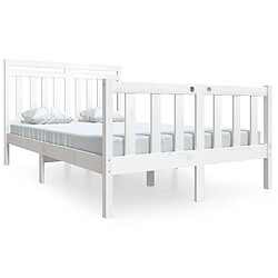 vidaXL Cadre de lit sans matelas blanc bois massif