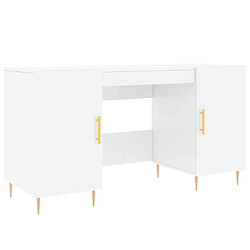 Maison Chic Bureau,Table de travail,bureau de travail pour chambre Blanc brillant 140x50x75 cm Bois d'ingénierie -GKD61423