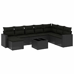 Maison Chic Salon de jardin 9 pcs avec coussins | Ensemble de Table et chaises | Mobilier d'Extérieur noir résine tressée -GKD88749