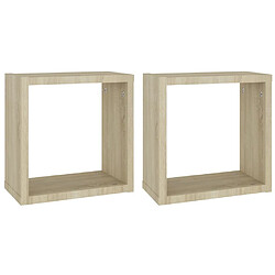 vidaXL Étagères cube murales 2 pcs chêne sonoma 30x15x30 cm