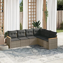 Maison Chic Salon de jardin 6 pcs avec coussins | Ensemble de Table et chaises | Mobilier d'Extérieur gris résine tressée -GKD65289