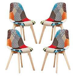 Home Design International Lot de 4 Chaises Tulip Scandinaves Patchwork Rembourrées