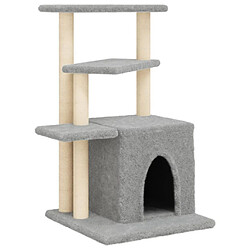 Helloshop26 Arbre à chat meuble tour grimper jouet grattage grattoir escalade plateforme avec griffoirs en sisal clair 83,5 cm gris 02_0022624