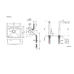 Auralum MAX Évier Cuisine 1 Bac Inox Noir 65x45CM,encastré/à Poser+Robinet Cuisine avec Douchette Extractible Rotatif 360°,Eau Chaude/Froide,Noir