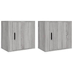 Maison Chic Lot de 2 Tables de Chevet murales - Tables de Nuit Sonoma gris 50x30x47 cm