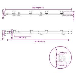 vidaXL Kit fixation porte coulissante 200 cm Acier inoxydable Argenté pas cher