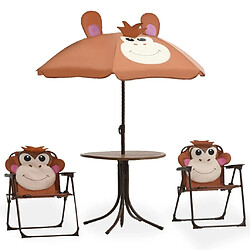 Maison Chic Jeu de bistro avec parasol pour enfants 3 pcs,Mobilier d'extérieur,table de bistro et chaises Marron -GKD199624