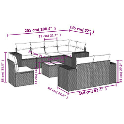 Avis Maison Chic Salon de jardin avec coussins 9 pcs, Ensemble Tables et chaises de jardin, beige résine tressée -GKD230401