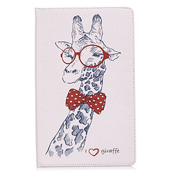 Etui en PU motif imprimé avec support girafe portant des lunettes pour votre Samsung Galaxy Tab A 10.1 (2019) T510