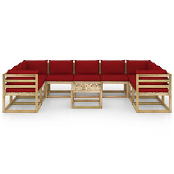 Avis Maison Chic Salon de jardin 10 pcs + coussins - Mobilier/Meubles de jardin - Table et chaises d'extérieur bois de pin imprégné -MN59671