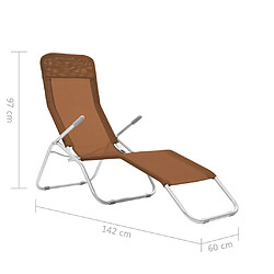 vidaXL Chaises longues pliables lot de 2 Textilène Taupe pas cher