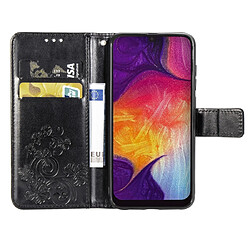 Acheter Wewoo Housse Coque Étui en cuir à Motif fleurs pressées Lucky Clover pour Galaxy A50avec porte-cartes et & Portefeuille et dragonne Noir