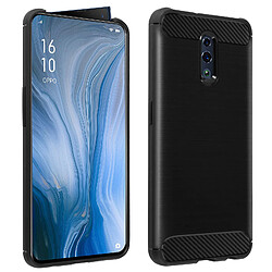 Avizar Coque Oppo Reno Silicone Souple Finition Carbone Effet Métal Brossé noir