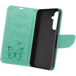 Avizar Étui pour Samsung A35 5G Portefeuille Papillon avec Dragonne Turquoise