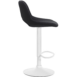 Decoshop26 Tabouret de bar chaise haute x1 avec repose-pieds en velours noir piètement métallique blanc 10_0004610