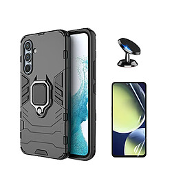 Kit de verre trempé de Clearglass + 3x1 défenseur militaire + support de voiture magnétique Phonecare pour Samsung Galaxy S23 FE - le noir