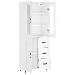 Avis vidaXL Buffet haut Blanc brillant 69,5x34x180 cm Bois d'ingénierie