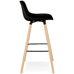 Acheter Alterego Tabouret de bar 'TATSU' noir avec pieds en bois naturel