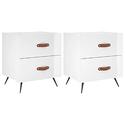 Maison Chic Lot de 2 Tables de chevet,Table de nuit,Table d'appoint pour salon blanc brillant 40x35x47,5 cm -MN64077