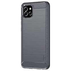 Coque en TPU MOFI surface brossée, texture en fibre de carbone gris pour votre Samsung Galaxy A03 (166.5 x 75.98 x 9.14mm)