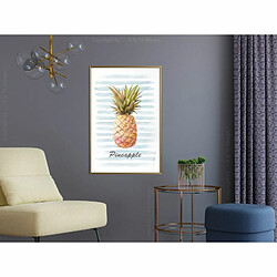 Paris Prix Affiche Murale Encadrée Pineapple on Striped Background 40 x 60 cm Or