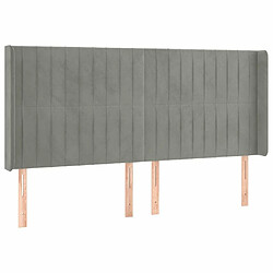 Maison Chic Tête de lit scandinave avec oreilles,meuble de chambre Gris clair 163x16x118/128 cm Velours -MN79559