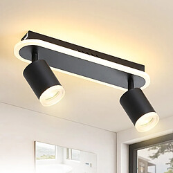 NETTLIFE 2 spots de plafond LED noir GU10 en métal, orientables à 330°, pour chambre couloir salle à manger cuisine salon, lumière blanc chaud