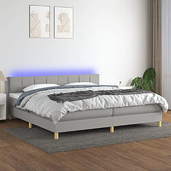 Sommier à lattes et matelas LED,Cadre à lattes de lit pour Adulte Gris clair 200x200 cm Tissu -MN92033