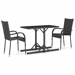 Salle à manger de jardin 3 pcs,Table et chaise à dîner Noir -MN26844