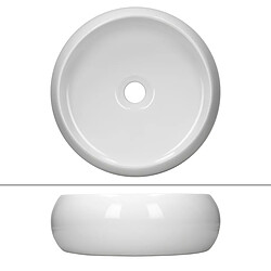 Ecd Germany Lavabo en céramique blanc vasque èvier à poser design rond moderne Ø 400 mm