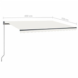 vidaXL Auvent manuel rétractable sur pied 450x350 cm Crème pas cher