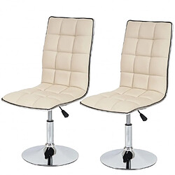 Decoshop26 Lot de 2 chaises de salle à manger hauteur réglable en synthétique crème CDS04075 