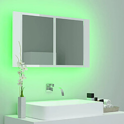 Acheter vidaXL Armoire à miroir de bain à LED Blanc brillant Acrylique