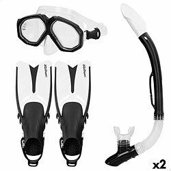 Lunettes de Plongée avec Tube et Palmes AquaSport Noir Adultes (2 Unités)