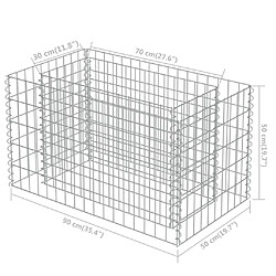 vidaXL Lit surélevé à gabion Acier galvanisé 90x50x50 cm pas cher