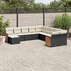 Maison Chic Salon de jardin 11 pcs avec coussins | Ensemble de Table et chaises | Mobilier d'Extérieur noir résine tressée -GKD61434