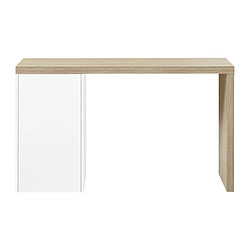 Vente-Unique Bureau avec 1 tiroir et 1 placard - Coloris : Naturel et blanc - ACUNEZA pas cher