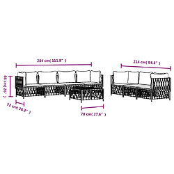 vidaXL Salon de jardin 8 pcs avec coussins blanc acier pas cher