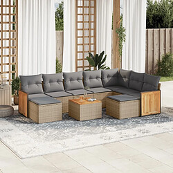 Maison Chic Salon de jardin avec coussins 10 pcs | Ensemble de Table et chaises | Mobilier d'Extérieur beige résine tressée -GKD25430