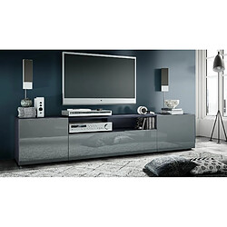 Mpc Meuble TV Gris Mat Et Façade Laquée (lxhxp) : 181 X 39 X 35 Cm